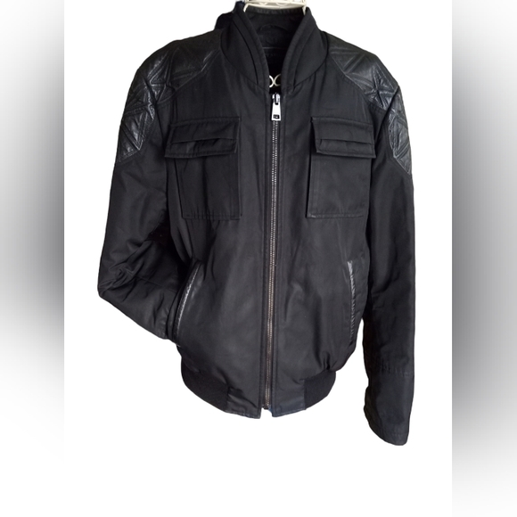 Brett Johnson Mixed Media Bomber Jacket size Large - Picture 6 of 16